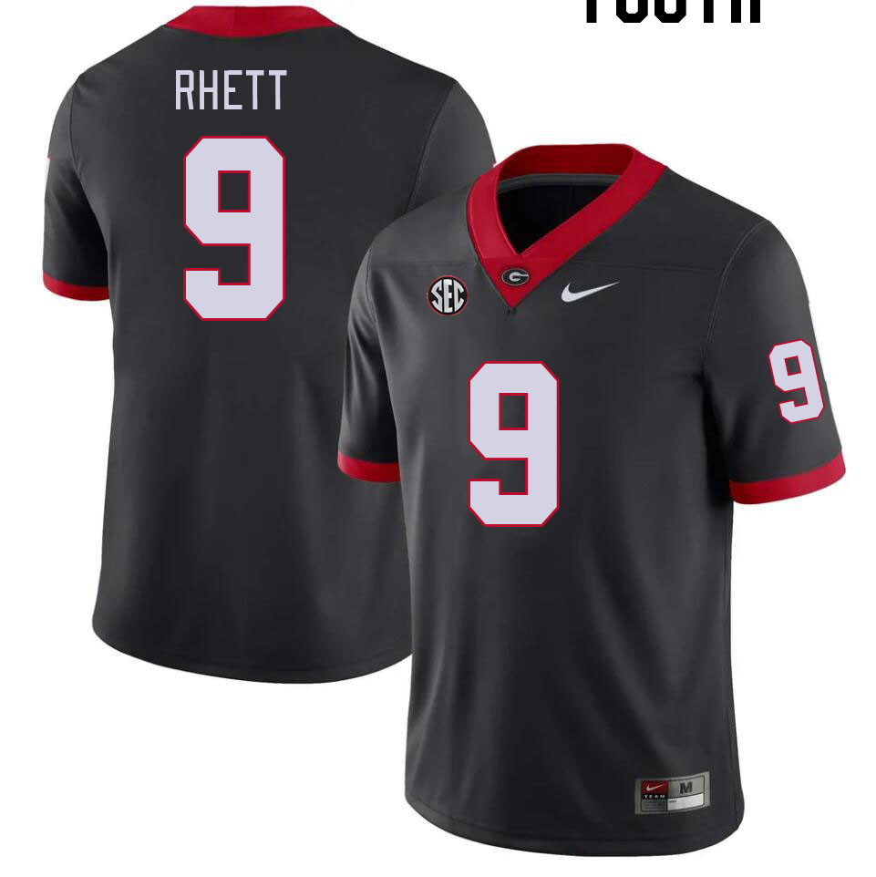 Youth #9 Justyn Rhett Georgia Bulldogs College Football Jerseys Stitched-Black